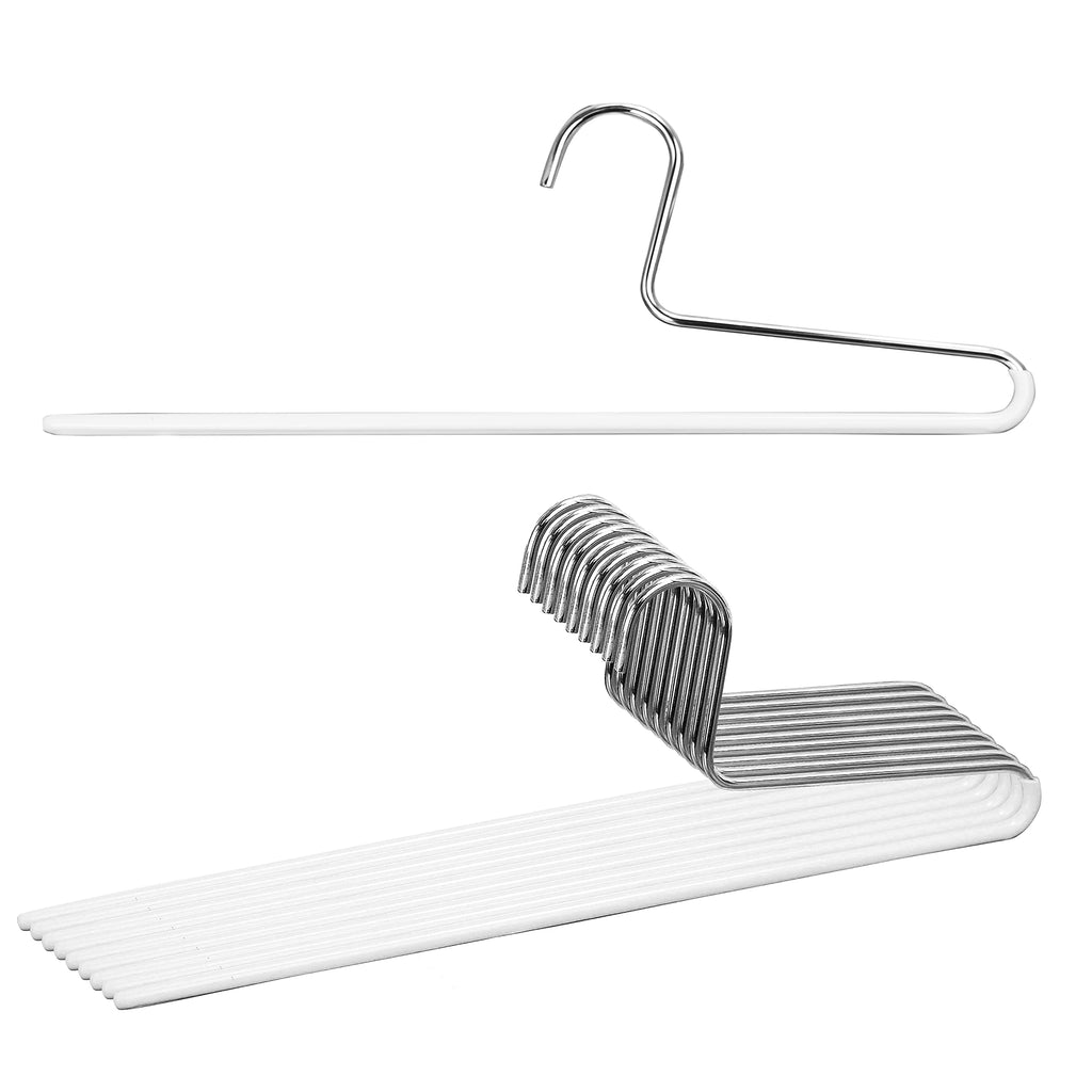 Mawa by Reston Lloyd Trouser Series Non-Slip Space-Saving Clothes Hanger with Single Rod for Pants Style KH/1 Set of 10 White