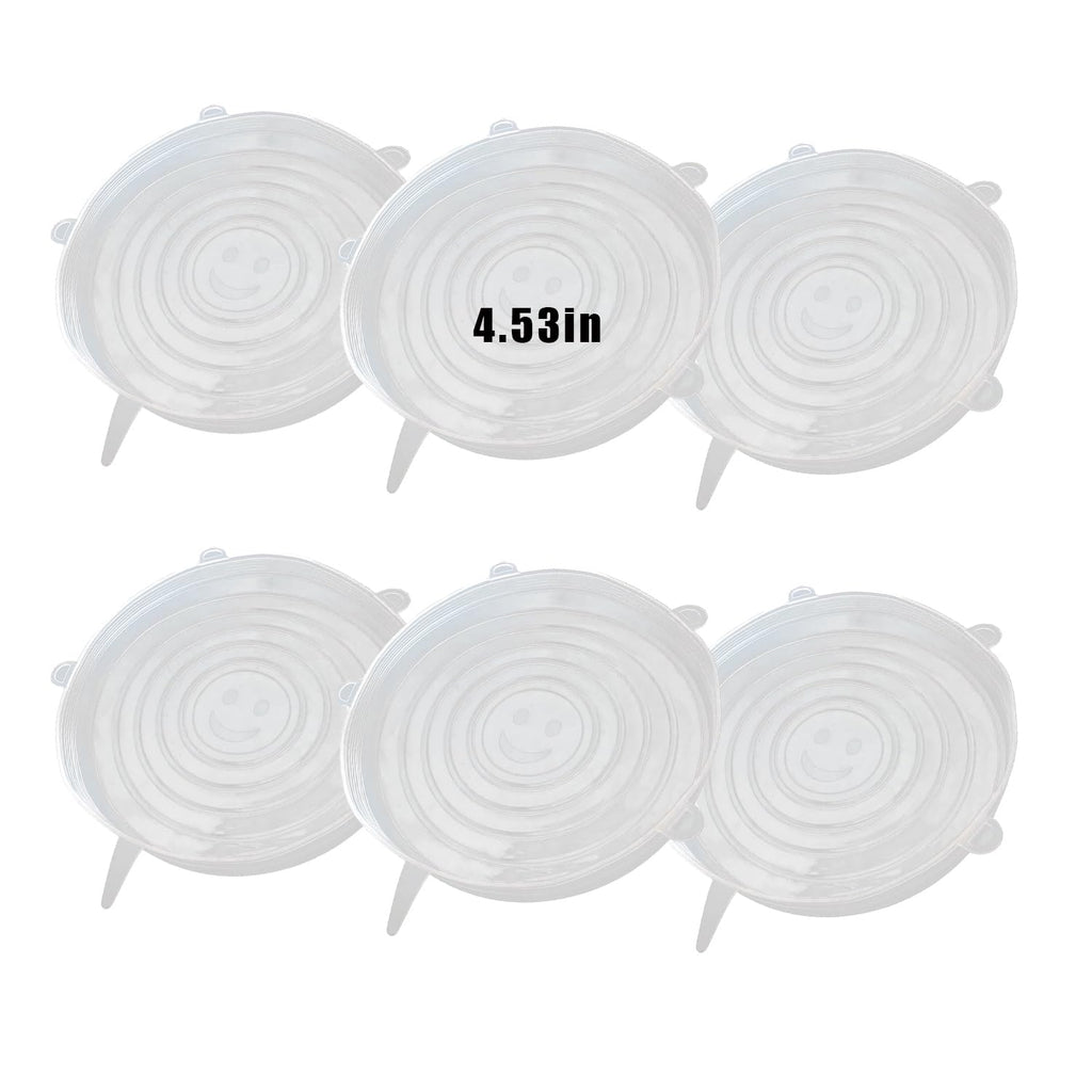 6 Pcs Silicone Stretch Lids Reusable and Durable Silicone Container Covers for Food Storage Expandable Bowl Covers Dishwasher & Freezer Safe (4.53in)