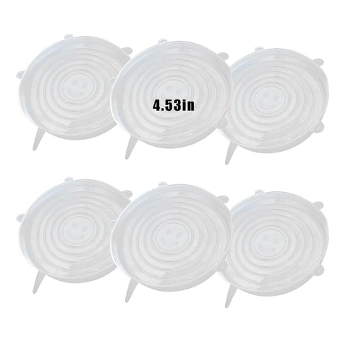 6 Pcs Silicone Stretch Lids Reusable and Durable Silicone Container Covers for Food Storage Expandable Bowl Covers Dishwasher & Freezer Safe (4.53in)